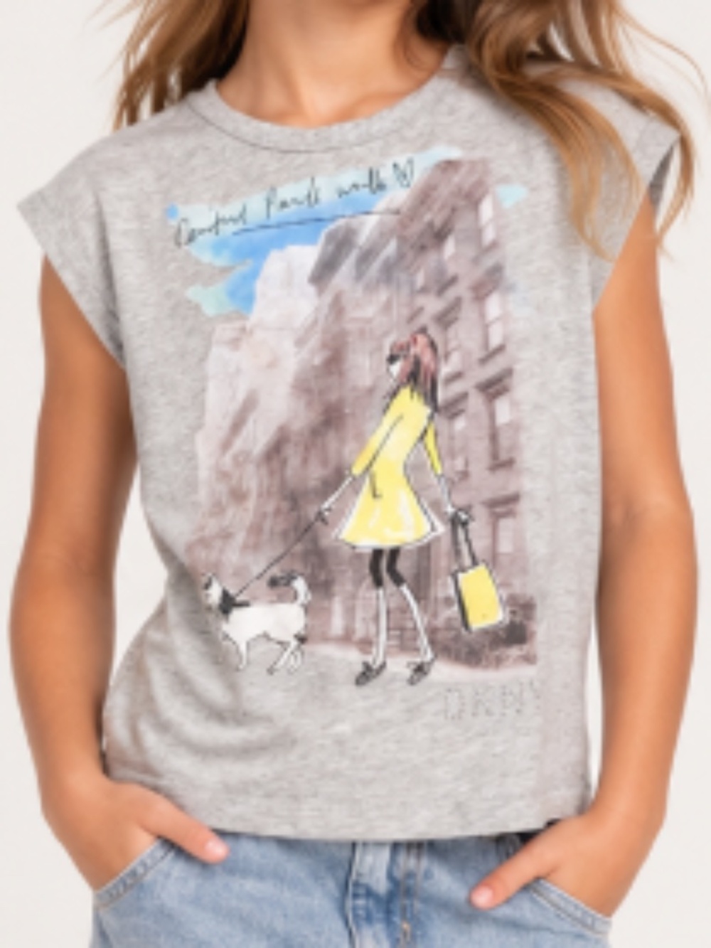 DKNY Girls Central Park Graphic Keyhole Top
